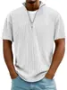 Camisa Polo Casual de Veludo Cotelê com Gola Alta e Zíper, Manga Curta, Cor Sólida, Novo Estilo Europeu e Americano, Cruzada, para Homens