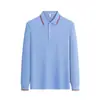 Camiseta Polo Masculina de Manga Longa para Primavera e Outono Transfronteiriça Jovem Tendência Slim Fit Estilo Coreano Casual Cor Sólida Gola Alta