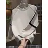 Sudadera retro americana para hombre, nueva camiseta de manga larga con cuello redondo para otoño e invierno 2026, camiseta básica versátil tipo pullover para jóvenes
