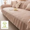 Cojín de Sofá Romántico Estilo Francés de Algodón Puro, Sencillo y Moderno, Resistente a Manchas, Tela de Cojín Antideslizante, Cojín de Asiento de Cobertura Completa de una Pieza