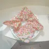 Scrunchie Grande Floral de Renda Rosa Original Estilo Coreano para Mulheres, Laço Doce Pérola Prendedor de Cabelo Acessório de Cabelo