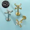Stud de Lábio Zircônia Marquise Quatro Pétalas em Liga de Titânio Astmf-136, Todo em Titânio, Unissex, Joia de Lábio Exquisita e Versátil