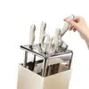 Uau! Suporte de Faca de Aço Inoxidável para Bancada da Cozinha, Porta-Facas com Drenagem, Suporte de Faca Inclinado