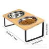 Estante de Comida para Mascotas de Madera Alimentador de Mascotas Estante de Cuenco para Comer Gato Perro del Hogar Estante de Almacenamiento de Alimentación Inclinado
