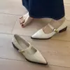Zapatos Mary Jane Chuyuji sin cordones, punta fina, tacón grueso, corte bajo y una sola tira, zapatos de una sola tira de corte bajo de estilo francés para el trabajo.