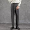 Pantalones de traje de cintura semi-elástica para hombre primavera 2024, pantalones rectos casuales negros formales de negocios que no se planchan verticales