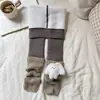 Leggings Novos para Meninas com Forro de Fleece para Outono e Inverno, Roupa Externa, Meias-Calças de Fleece Grossas Inteiriças com Desenhos Animados, Calças Longas Quentes Infantis de Retalhos