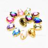 Broca de garra de diamante de cristal K9 de alta qualidade 10*14mm broca flash gota de água strass broca de costura manual de garra dourada acessórios DIY