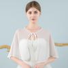 Xale para Vestido de Noite Coreano Cardigã de Chiffon Estilo Retrô Europeu e Americano para Casamento Noiva Tamanho Grande Sem Mangas Comprimento Médio Proteção Solar Ar Condicionado