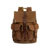 Mochila de Cuero Retro Crazy Horse Transfronteriza Mochila de Lona con Cera de Aceite de Gran Capacidad Bolsa Impermeable para Viaje y Computadora
