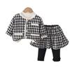 Traje de cuatro piezas para niñas, estilo occidental, 2 prendas para niños, primavera, estilo coreano, ropa de moda para niños, ropa de primavera para bebés de 1 año
