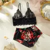 Conjunto de Lencería Sexy Transfronterizo Europeo y Americano Amazon Aliexpress Encaje Tentación Sujetador Transparente Shorts Coqueteo