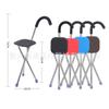 Silla Taburete Muleta de Acero Inoxidable con Tres Patas, Taburete Bastón para Ancianos, Ligero, Antideslizante, Multifuncional, con Asiento, Bastón de Senderismo