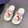 Pantuflas rosas con forma de corazón para niña, pantuflas de verano para mujer con suela gruesa y diseño de gato KT, lindas pantuflas antideslizantes para dormitorio en casa.