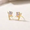Pendientes de Plata S925 con Moissanita Piedra Principal Redonda Diseño de Rama Joyería de Oro para Mujer Más Vendida