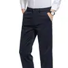 Nuevos pantalones de vestir gruesos de lana para otoño e invierno, no se arrugan, pantalones casuales negros de pierna recta, pantalones largos de papá