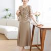 Vestido de Dos Piezas Estilo Chino para Mujer 2024 Nuevo Estilo Ropa para Madres Vestido Elegante de Verano Moda para Mujeres de Mediana Edad