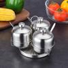 Estilo Europeu 304 Aço Inoxidável Tempero Jar Set Três Sabores e Quatro Sabores Garrafa de Tempero com Colher Caixa de Tempero Doméstico Utensílios de Cozinha