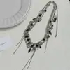 Collar de Cadena para Cintura con Borla de Cristal Blanco y Negro Retro de Lujo de Gama Alta Accesorios Gargantilla de Doble Uso para Mujer Europeos y Americanos