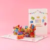 Novo Produto Quente de Vendas Transfronteiriças em Toda a Internet: Cartão de Aniversário 3D com Luz e Música Soprando Gás, Bolo 3D Atacado Design Criativo