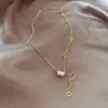 Tabuleiro de xadrez titânio aço cintura pequena colar feminino coreano moda temperamento outono e inverno camisola cadeia design sentimento cintura pequena colar