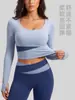 Top de Yoga de Manga Larga con Bloques de Color Color Durazno Transfronterizo, Top Deportivo Running Fitness Adelgazante con Sensación Nude para Mujer