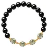 Pulseira de Obsidiana Natural Estilo Xiaohongshu para Mulheres com Contas de Transferência para Namorada, Joia de Pulseira de Cristal Fantasma Verde