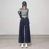 Tiro real Azul Denim Jeans Sueltos de Cintura Alta para Mujer 2026 Nuevo Estilo Otoño Figura Petite Alargamiento Caída Rectos de Pierna Ancha