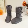 Botas de Nieve para Niñas con Forro de Felpa Botas Altas para Niños Invierno 2026 Nuevo Estilo Zapatos Grandes de Algodón para Niñas Botas de Caña Alta Suela Suave Cálida
