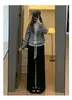 Calça Wide Leg Marrom Cor de Café com Forro de Fleece para Mulheres, Outono e Inverno Cintura Alta Caimento Solto Reta Chenille Lã de Cordeiro Espessada Quente Calça de Algodão