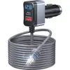 El cargador de coche TR69S con cabezal DC es adecuado para dispositivos pequeños, 3 m, impermeable, cargador de coche de 12 V/24 V, 60 W