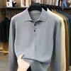Novo suéter de tricô masculino de inverno espesso com gola virada, quente, cor sólida, peça de manga longa versátil, camisa básica para homens