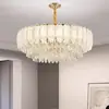Lámpara de cristal lujosa y elegante para sala de estar, candelabro de alta gama estilo europeo para comedor, lámpara de plumas minimalista posmoderna para hall de dormitorio principal