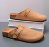 Pantuflas Cerradas Transfronterizas para Hombre, Zapatos Estilo Birkenstock con Suela de Madera para Interiores, Sandalias Casuales de Medio Paso para Hombre Talla Grande, Estilo Pareja