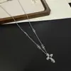 Colar Pingente Cruz Zircônia Microincrustada Y2K Doce e Cool para Mulheres, Corrente Longa para Suéter Estilo Gótico de Luxo Leve