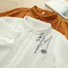 Cardigan Bordado Floral Artístico de Desenho Animado para Mulheres, Manga Curta, Camisa Casual, Venda por Atacado - Novo Estilo Verão 2026