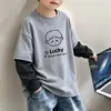 Roupa Íntima Masculina de Lã Patchwork Estilosa Outono Inverno 2026 Nova Média Grande Infantil Quente Gola Redonda Top Tendência