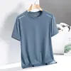 Fabricante Original Camiseta Masculina de Seda Gelada de Manga Curta Masculina Verão Cor Pura 2024 Alta Elasticidade Secagem Rápida Esportiva Casual Camiseta de Meia Manga