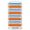 Navaja manual nueva para hombre de cinco capas, hoja de acero inoxidable multicapa naranja, cabezal de cuchilla universal, recortador de barba