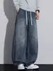 Jeans de Pierna Ancha con Cordón Estilo Retro Americano Otoño e Invierno para Hombre Tendencia Callejera Retro Cubren Defectos Adelgazantes Versátiles