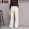 Pantalones Rojos de Pierna Ancha para Mujer, Nuevo Estilo Primavera y Otoño, Cintura Alta, Pantalones Rectos Adelgazantes, Elegantes de Color Sólido, Pantalones Largos Casuales Sueltos y con Caída