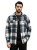 Camisa de cuadros retro cepillados para hombre, con cuello desplegable, de manga larga, estilo cárdigan casual holgado, transfronteriza TEMU, europea y americana
