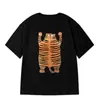 Camiseta de manga corta para hombre verano 2025 impresión de tigrito gordito nuevo ins talla grande para estudiantes estilo Hong Kong holgada media manga