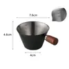 Mango de Madera de Haya Taza Medidora para Espresso Italiano Acero Inoxidable con Escala Jarra Pequeña para Leche Taza Receptora de Extracción de Líquido de Café