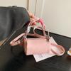 Bolsa Mini Cilindro Linda Estilo Coreano Color Sólido Lazo Simple Bolso de Mano Cruzado para Niños Bolsa Roja de Boca para Cambio de Niña