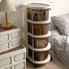Estante de almacenamiento de estilo crema, carrito para refrigerios, estante para cosméticos, estante para dormitorio, mesita de noche, estante de almacenamiento extraíble