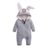 Mameluco de algodón para bebé de Amazon primavera y otoño orejas de conejo niños con capucha cremallera ropa para escalar venta al por mayor transfronteriza