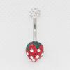 Japonés y coreano nuevo doble cabeza con incrustaciones de diamantes personalizado fresa hebilla para el ombligo degradado dos colores diamante completo anillo para el ombligo de mujer piercing accesorios para el ombligo