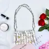 Bolso Bandolera de Cadena Metálica Hecho a Mano con Lentejuelas de Concha y Borlas, Estilo Resort de Nicho, para Sesión de Fotos de Verano en la Playa