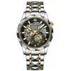Reloj de hombre con correa de acero inoxidable Amazon transfronterizo, estilo europeo y americano, de negocios, de cuarzo, esqueleto, impermeable, decoración, Provincia de Guangdong